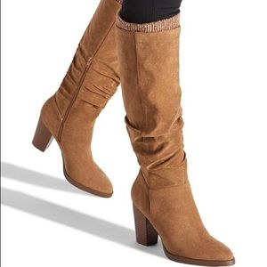 Shoedazzle Faux suede slouch boot
